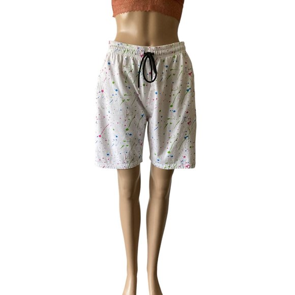 Triumph Tragedy Paint Splash High Rise Sweat Shorts Size L - Picture 1 of 10
